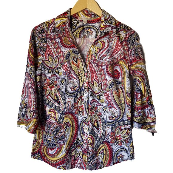 Dana Buchman Paisley Button Down Shirt NEW - Picture 1 of 4